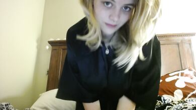 sexy blonde satin robe joi
