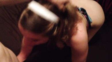 Petite blonde whore deepthroating and swallowing cum - Erin Electra