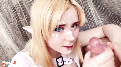 Babe POV Blowjob Dick and Cum in Mouth - Elf Cosplay