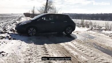 HOT PUBLIC SEX IN A CAR - in the middle of the winter field