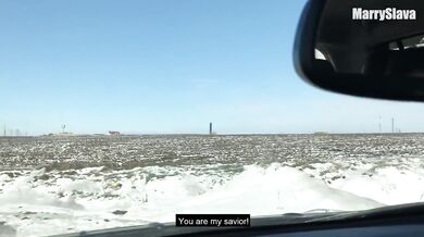 HOT PUBLIC SEX IN A CAR - in the middle of the winter field