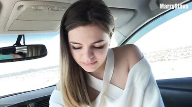 HOT PUBLIC SEX IN A CAR - in the middle of the winter field