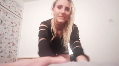 Fit as fuck blonde strip and pantie tease