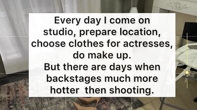 Director and makeup artist making sex before actors and actresses come