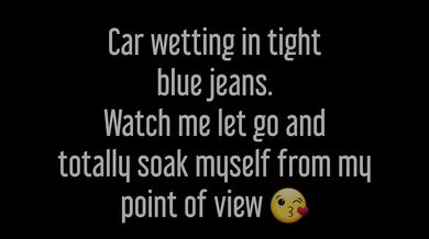 POV Car Wetting. Cute girl cant hold it and wets herself in the seat!
