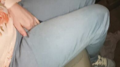 POV Car Wetting. Cute girl cant hold it and wets herself in the seat!