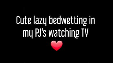 Cute Lazy Girl Wets Her Pyjamas Watching TV Lying On Her Tummy!