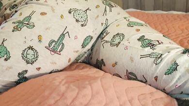 Cute Lazy Girl Wets Her Pyjamas Watching TV Lying On Her Tummy!