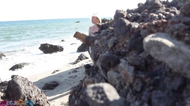 Peeping voyeur fucks blonde MILF on the beach