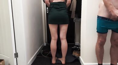 Delivery guy knocked on the door as I fucked my wife and I let him fuck her while I watch. Creampie