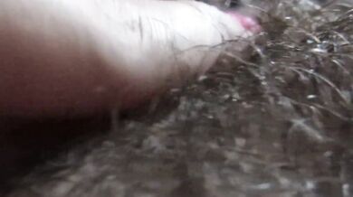 big clit hiding in the hairy bush
