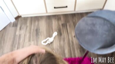 This petite girl with big natural tits and big juicy ass knows how to use dick