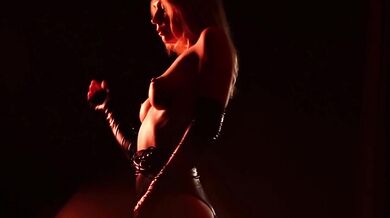 Hot Doggy Fuck with Nice Load onto Ass and Pussy (HARNESS BONDAGE)