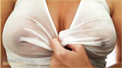 Wifey Wet Shirt Compilation Big Tits No Bra - OF @wifeydoespremium