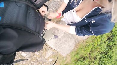 4K Public BJ and Anal Creampie in Ski Lift and lot of fuck in mountain hike