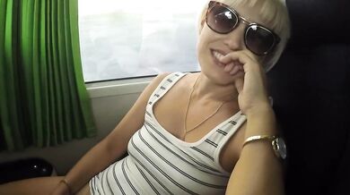 Masturbation and orgasm in the train
