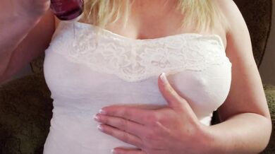 Soft Moaning MILF Oiled Breast & Hard Nipple Play in White Tank