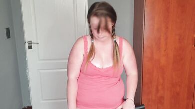 Big chubby whore vacuuming her fat pussy
