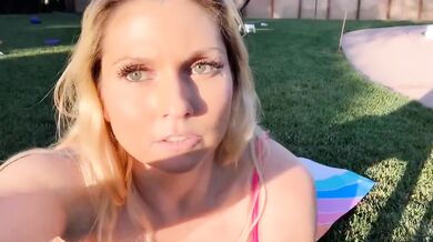 Christie Pleasures Herself in Backyard