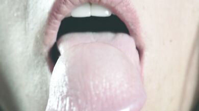 Close up sensual tongue blowjob