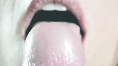 Close up sensual tongue blowjob
