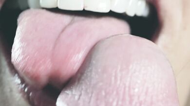 Close up sensual tongue blowjob