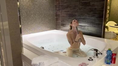 POV blonde teen squirt on my cock in the jacuzzi and i pound her on the table. Dialogue ita