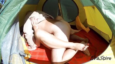 Morning sex in a tent by the sea