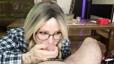 Nerdy Step Sister Took In Her Mouth For The First Time And Did Perfectly