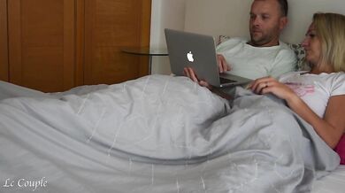 Married couple watching porn together and it made wife so horny she started sucking and fucking