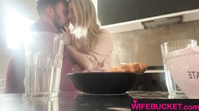 Wife Porn by WifeBucket - Having breakfast with my five made us horny and we fucked in the kitchen