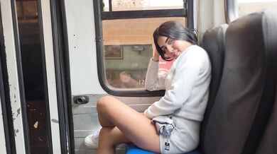 She sucks my dick on the public bus and then we end up fucking in a hotel.
