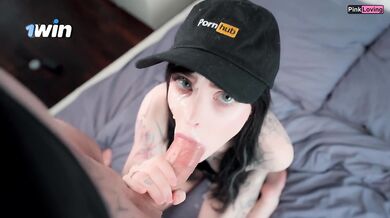 Cum on the face of a pretty girl three times in a row in one blowjob. a lot of cum - pinkloving