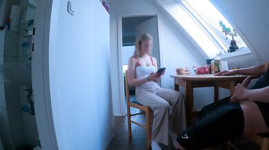 DICKFLASH in STUDENTS APARTMENT: a slutty college girl can't resist to finish me off