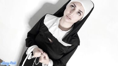 Busty blasphemous nun gets fucked and with a titjob she gets covered cum