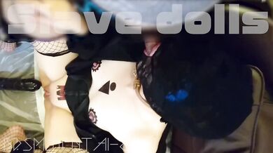 Crazy with a thick dildo ... & Deep Throating ... dripping white saliva from the vagina ...