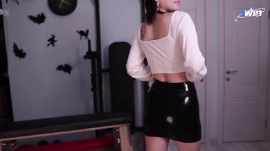 Pulled up latex skirt and fucked juicy ass in anal