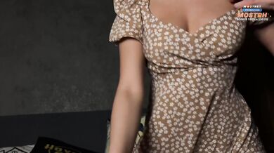 Baby Helen blowjob in a cute dress