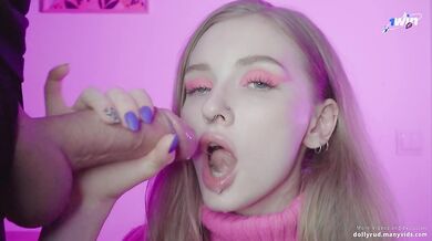 Close Up Blowjob. Gentle and sensual blowjob with cum in mouth / Dolly Rud