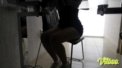 My girlfriend is working, but she ends up riding my dick