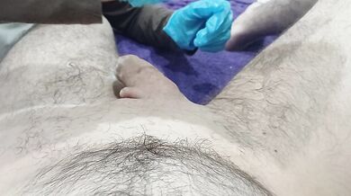 The client was satisfied with the shave, the big cum is proof of that))