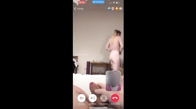 My husband is jerking and cum front my mom  while we talk with her by video call.