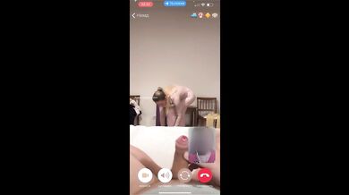 My husband is jerking and cum front my mom  while we talk with her by video call.