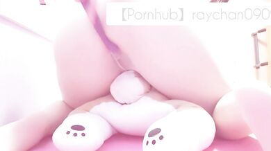 Vibe and stuffed toy estrus rubbing masturbation at the end of work