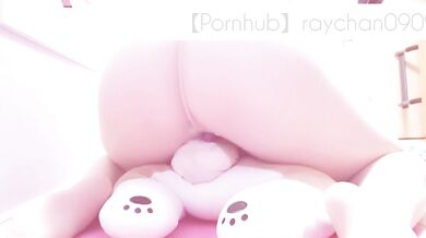 Vibe and stuffed toy estrus rubbing masturbation at the end of work