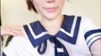 Asian Schoolgirl Giving Passionate Blowjob and Cum in Mouth - NicoLove