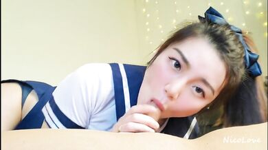 Asian Schoolgirl Giving Passionate Blowjob and Cum in Mouth - NicoLove