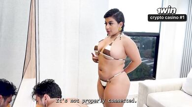 My neighbor lets my tight pussy filled with cum! Latina with big tits rides a huge dick with her wet pussy