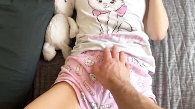 I found a cute baby girl with her pussy wet while dreaming