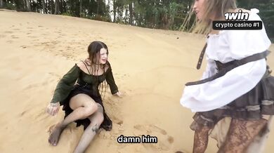 2 pirates fucked the sailors after the shipwreck in search of treasure